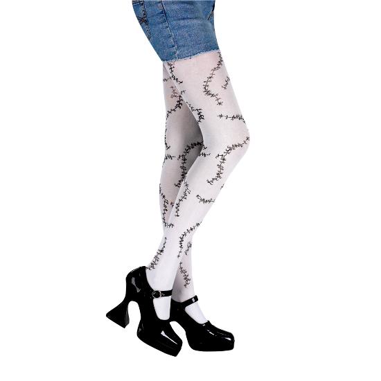 Stitched White Pantyhose
