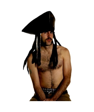 Pirate Hat With Dreads - Adult Hat