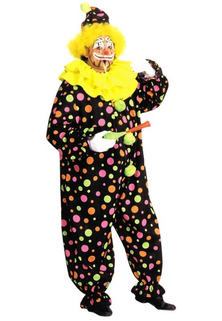 Clown Neon Dotted Adult Costume Plus Size Men Clown Costumes