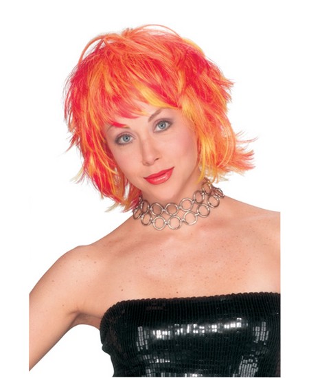 Choppy Layered Red Yellow Wig