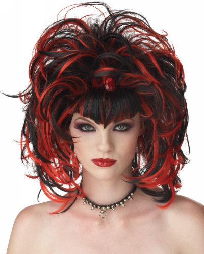 Evil Sorceress Black & Red Wig