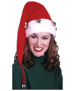 Extra Long Santa Hat With Bells
