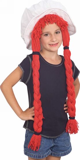 Kids Rag Doll Girls Hat With Hair