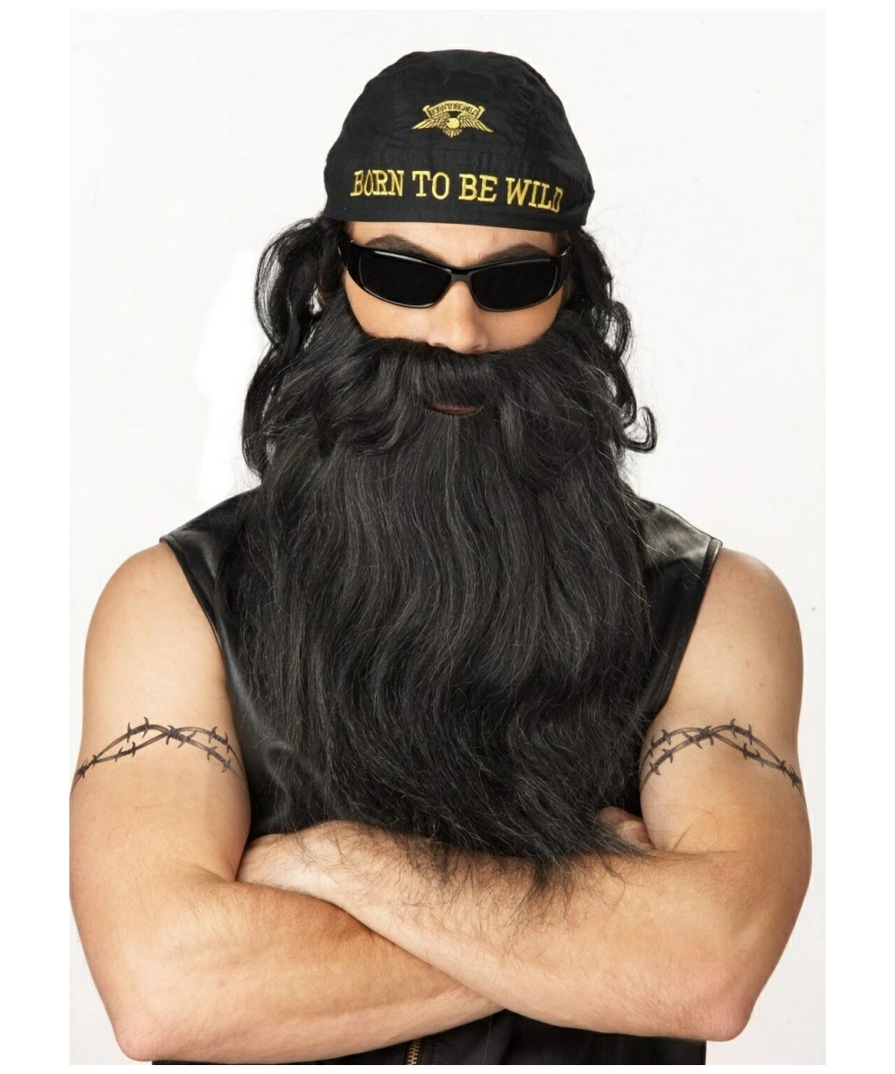 Biker Beard And Mustache Costume Accessory