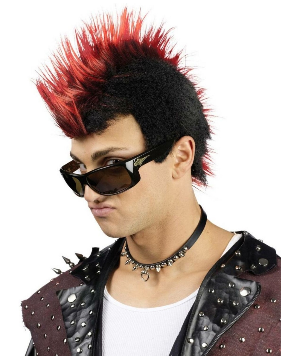 Faux Hawk Black With Red  Wig