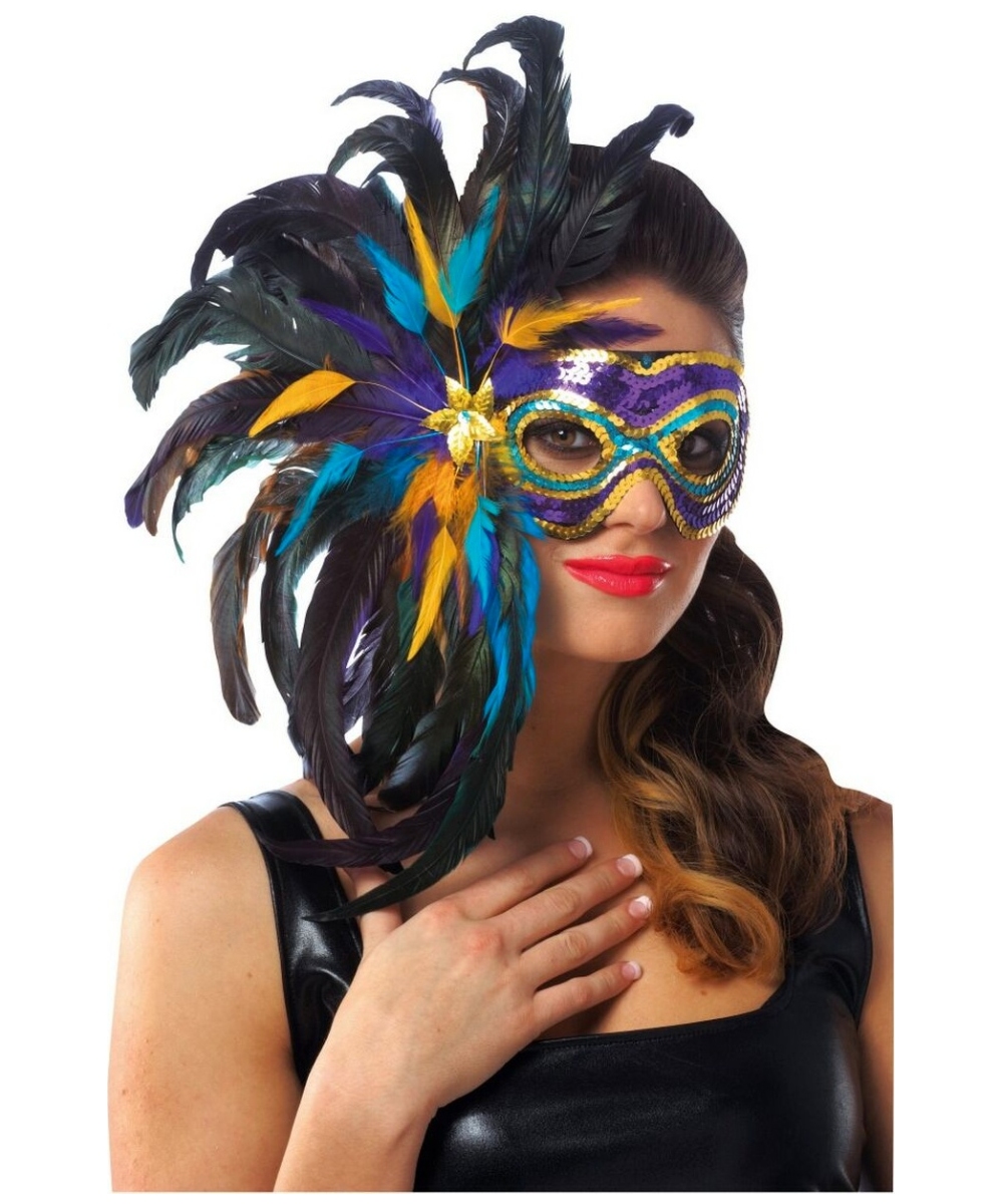 Mardi Gras Feather Masquerade  Mask