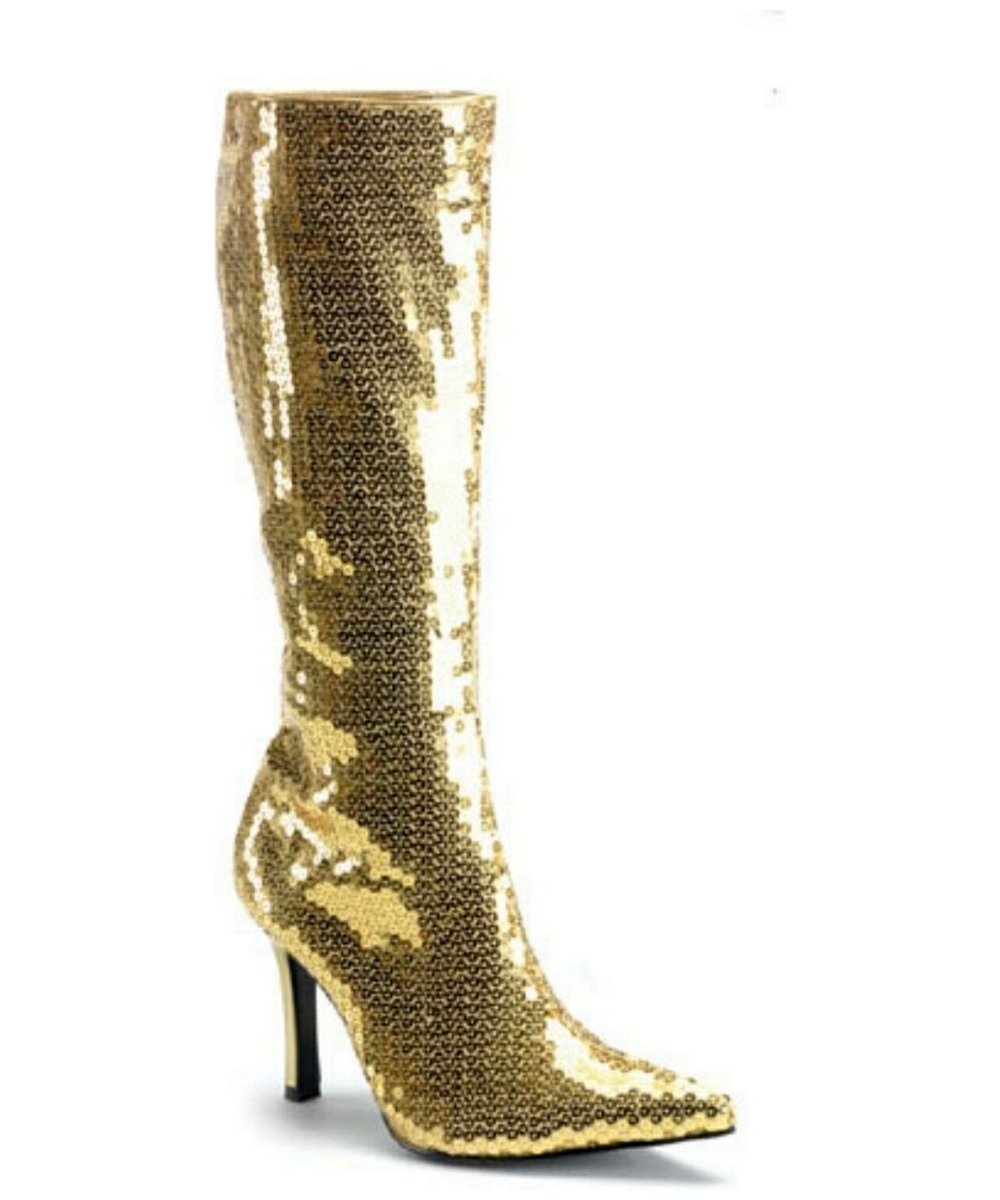 Adult Gold Sequin Boots - Costume Halloween Shoes