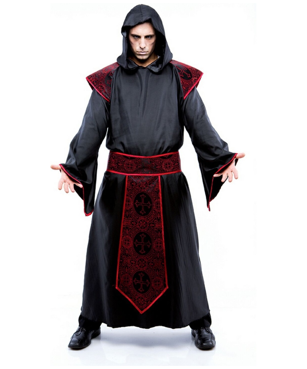Black Mass Skeleton Priest Grim Reaper Evil Pope Gothic Adult Costume S/M L/XL