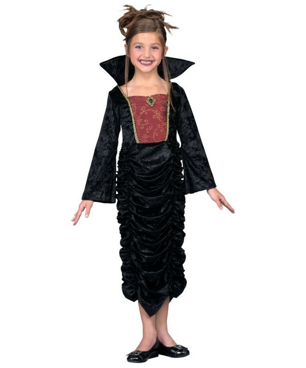 Gothic Vampire Queen Kids Halloween Costume Girls Vampire Costumes