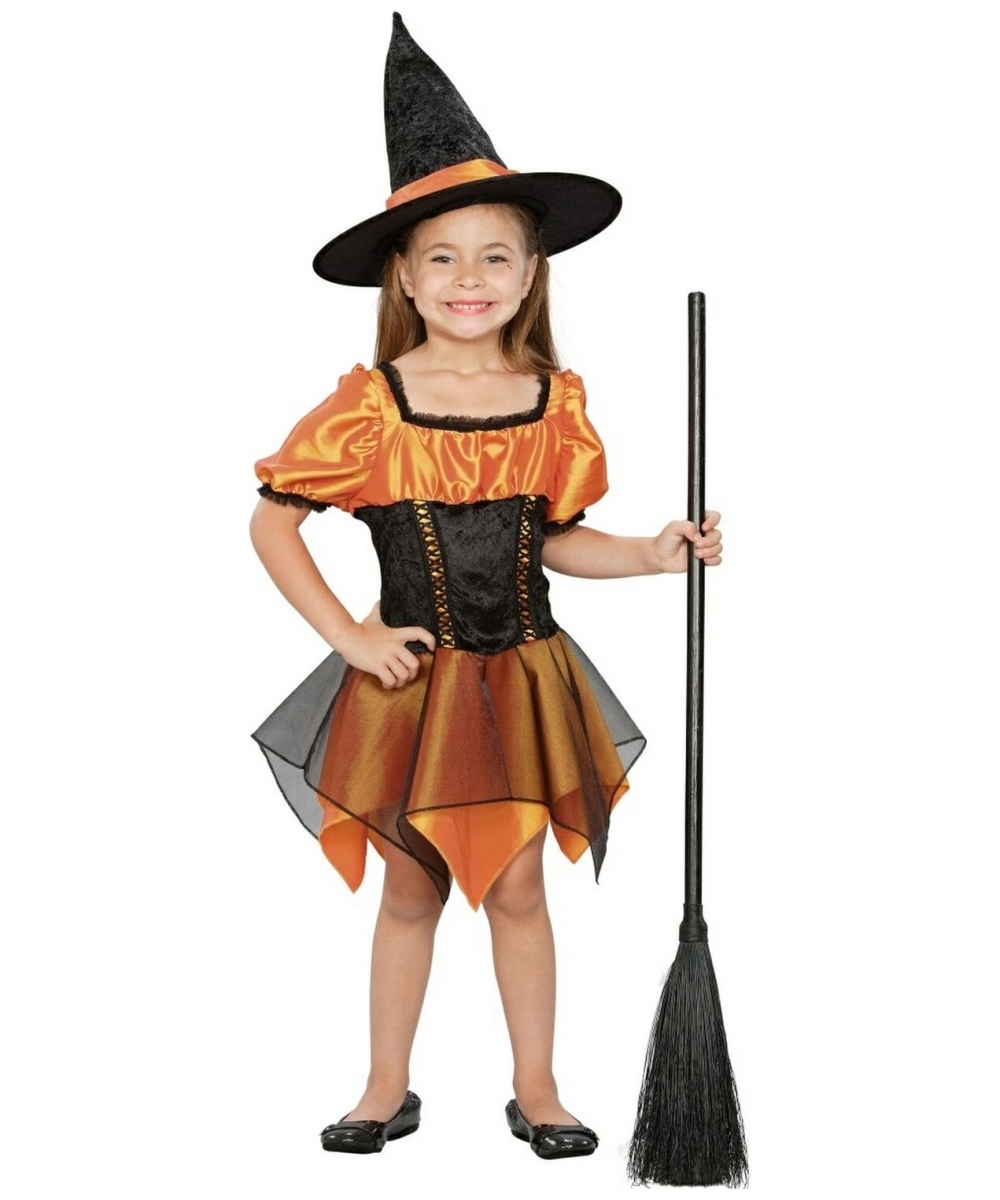 Orange Adorable Witch Kids Costume