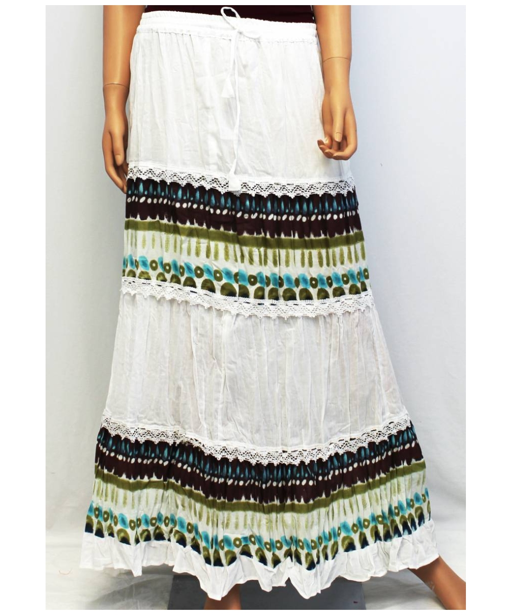 Printed Tiered Peasant Skirt Bohemian Long Skirt