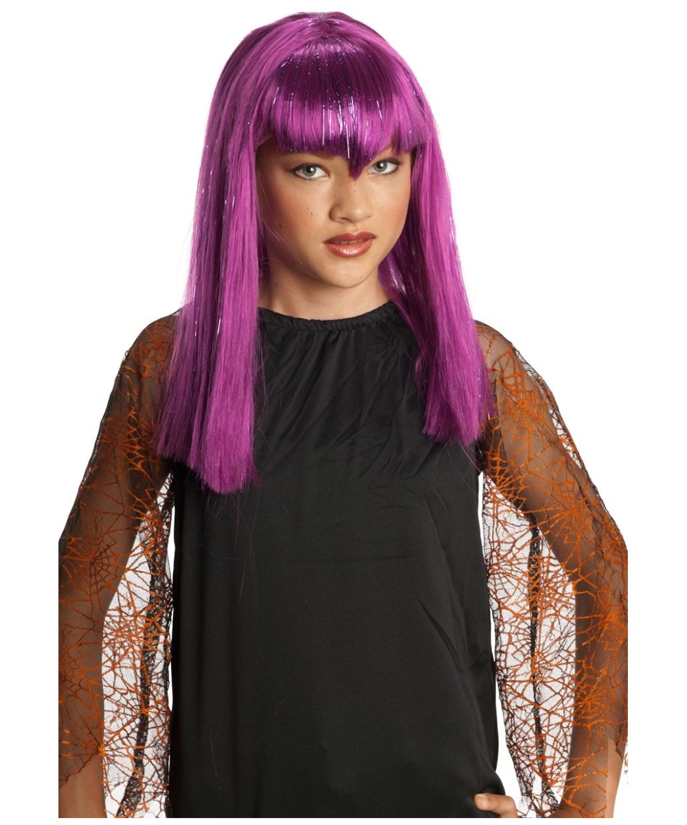 Purple Glitter Vamp Kids Wig