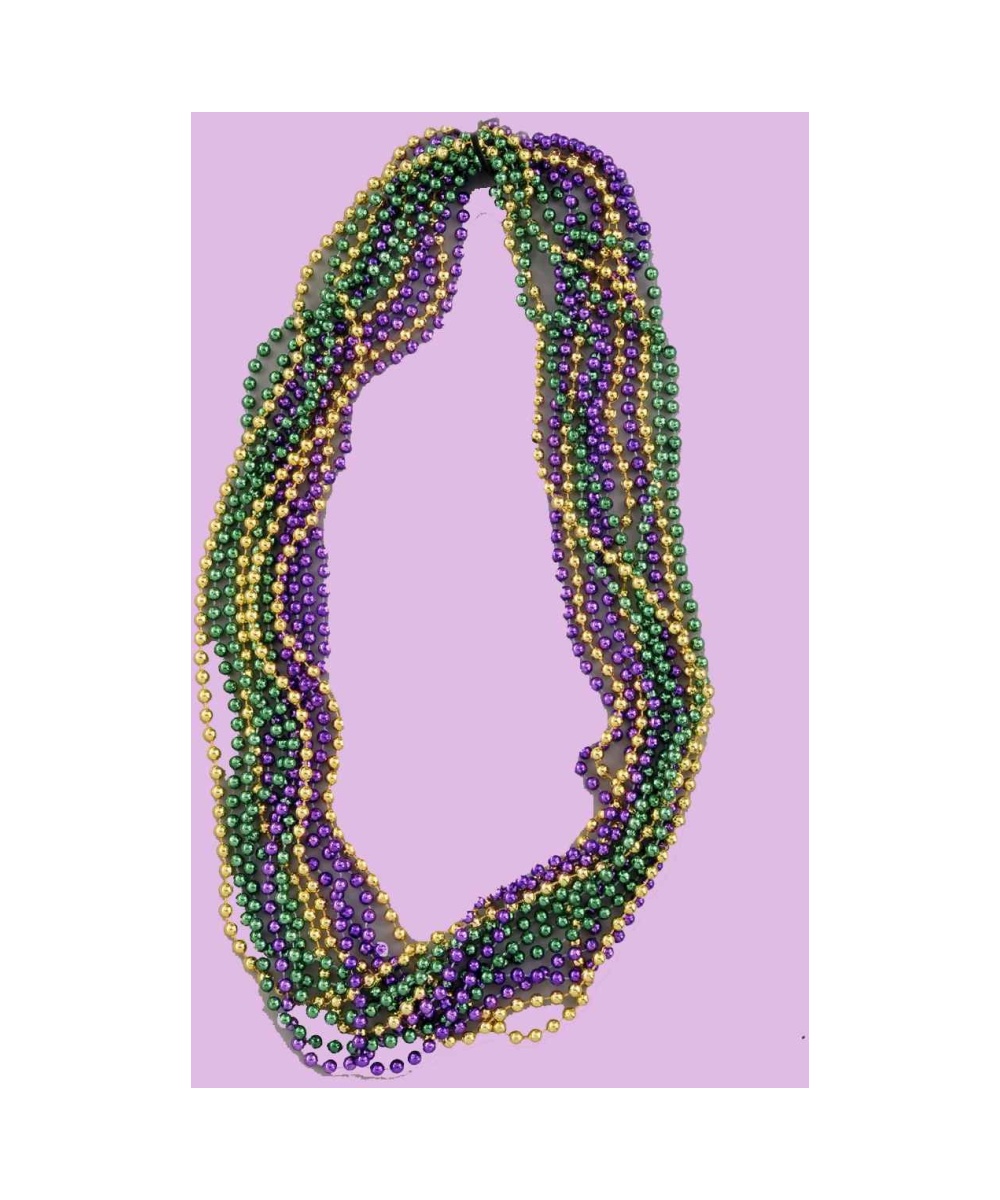 Mardi Gras Round Beads 8mm 48' Assorted Colors Necklace - Mardi Gras 