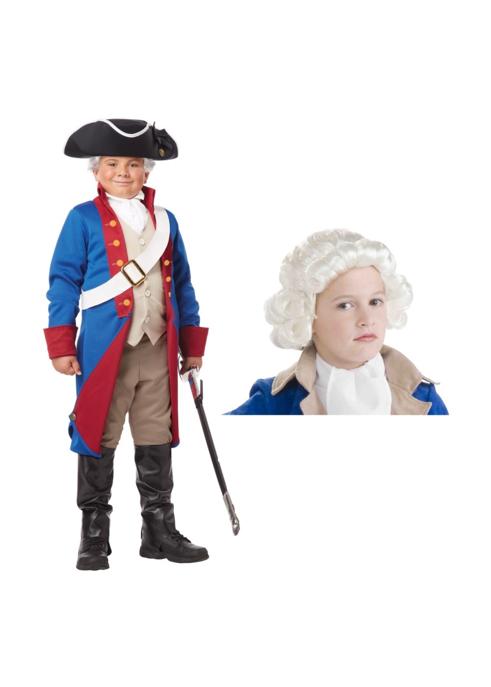 American Patriot And Wig Boys Costume Set
