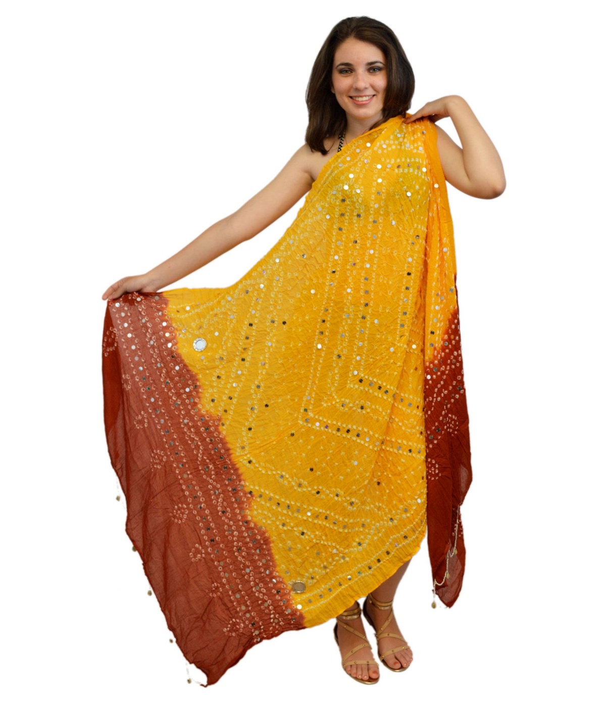 Brick Orange Tie Dye Cotton Dupatta Stole