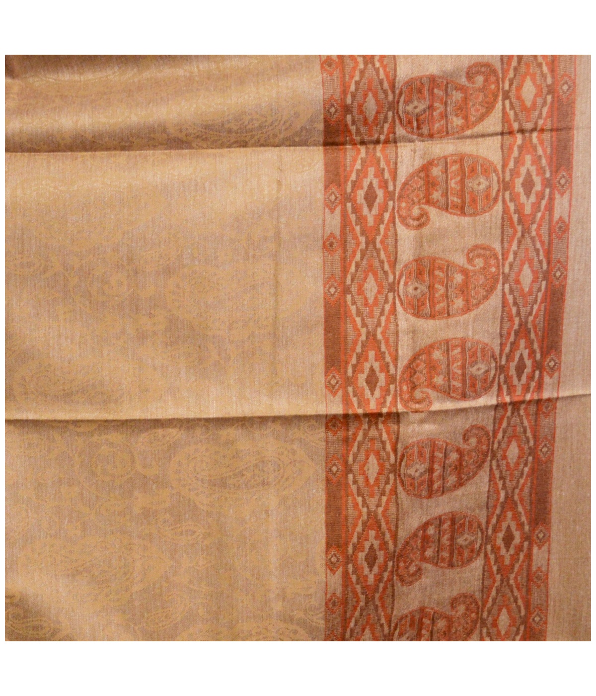 Brown and Terra Cotta Paisley Kashmiri Shawl - General Category