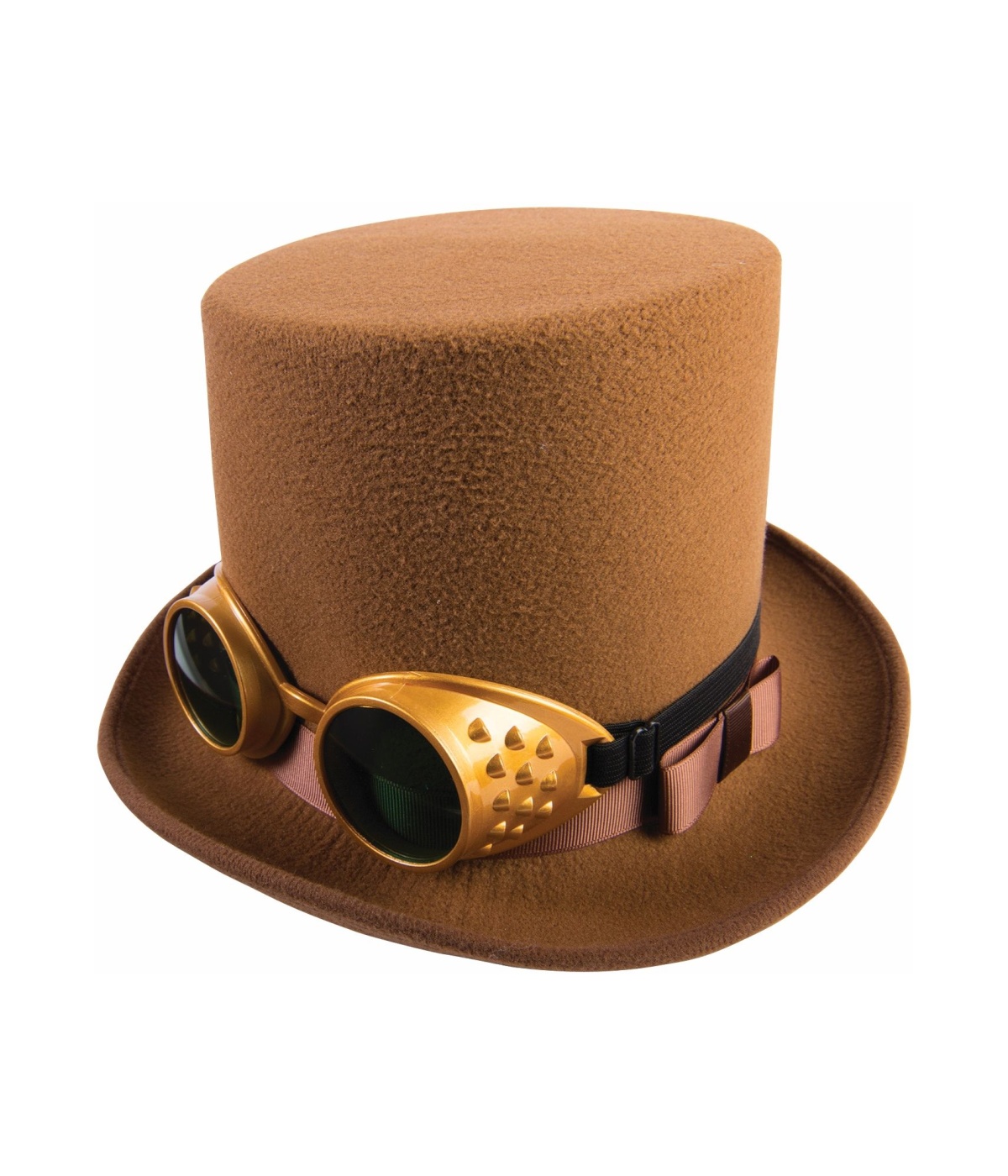 Brown Steampunk Top Hat With Goggles
