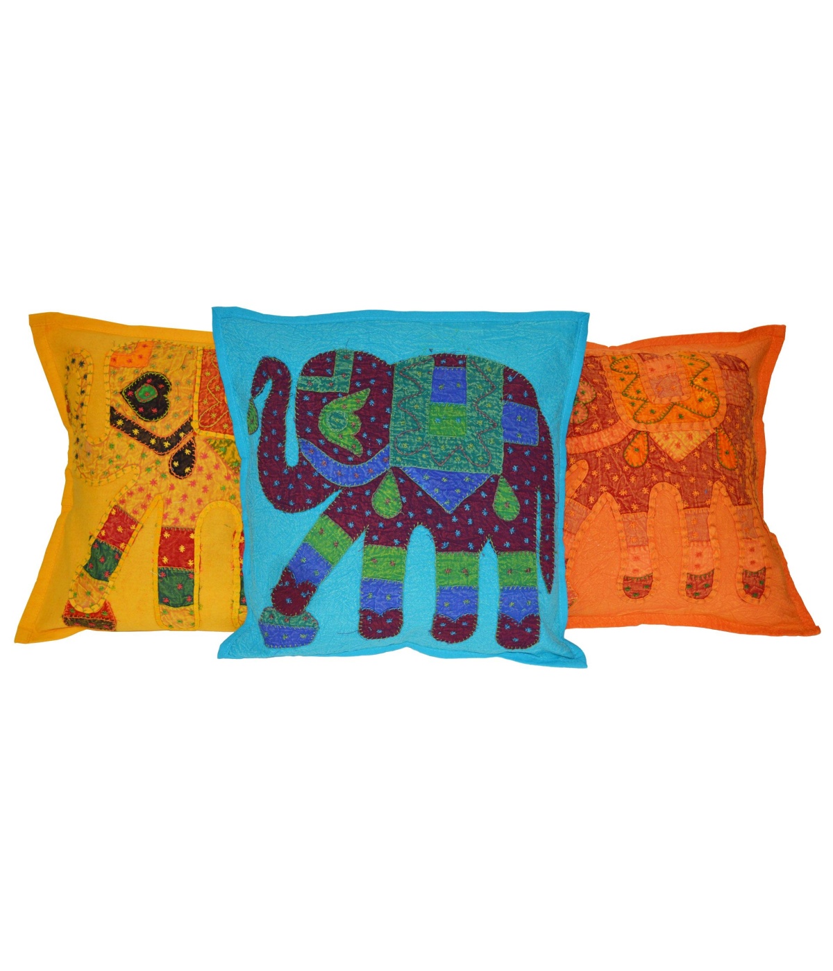 Indian Elephant Embroidered Design 5 Piece Cushion Cover Set