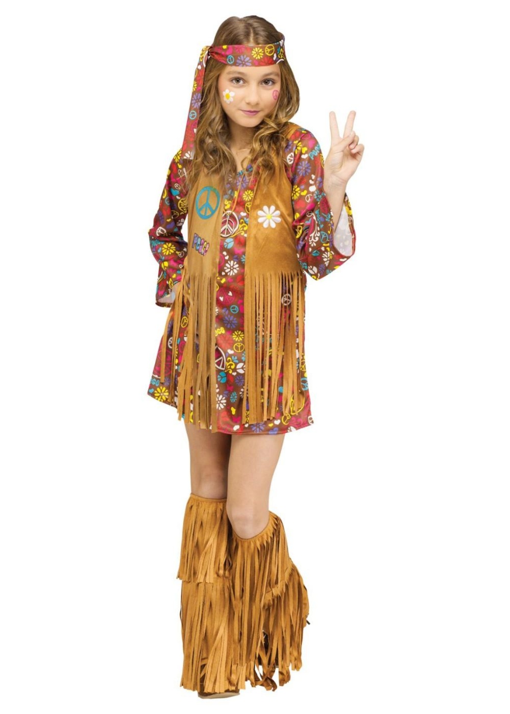 Kids Peace And Love Hippie Girl's Costume