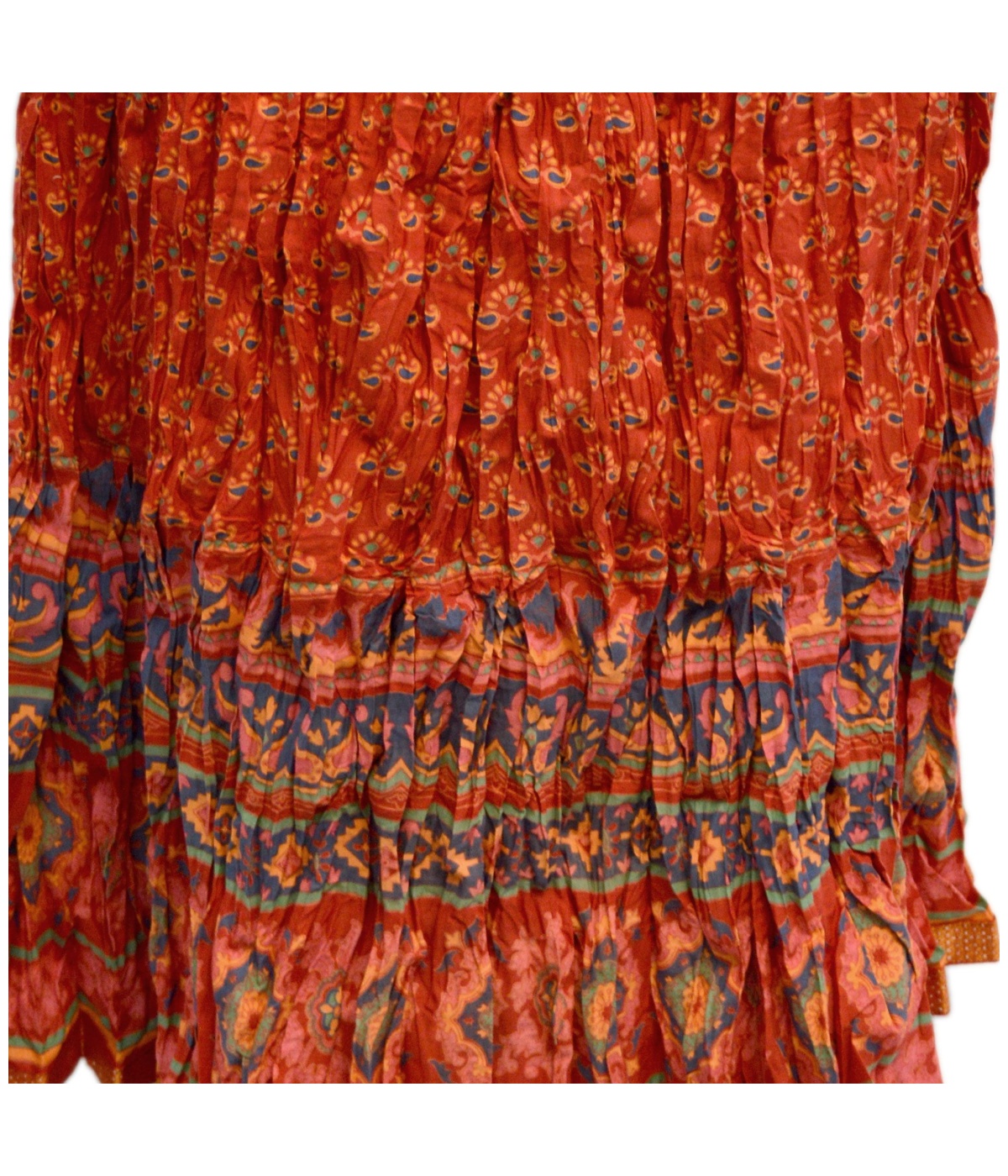 Red and Blue Pure Cotton Zari Border Skirt - General Category