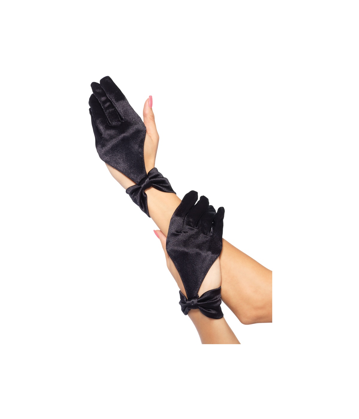 Satin Cut Black Gloves