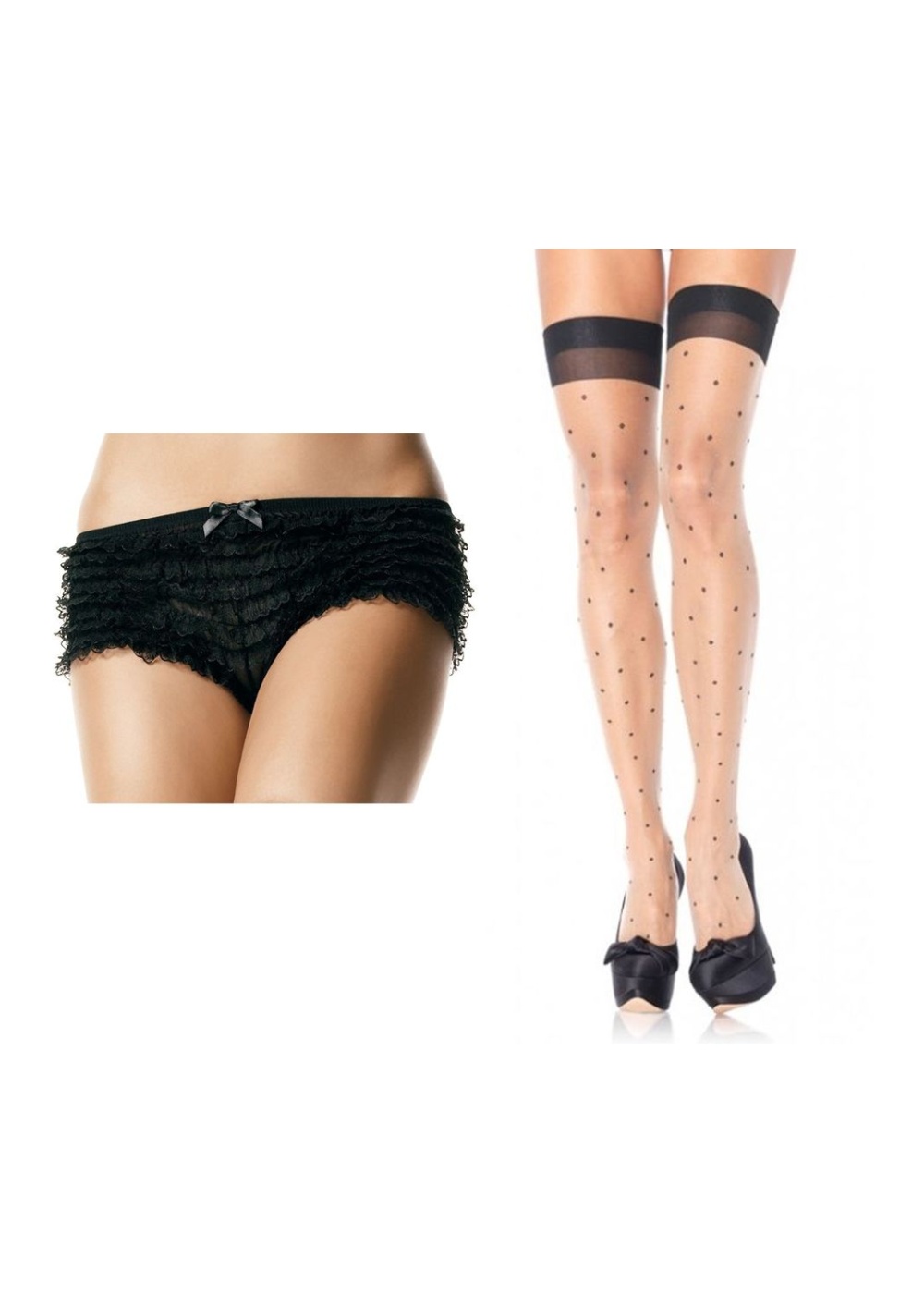 Valentines Day Lace Bloomers And Thigh High Stockings Set