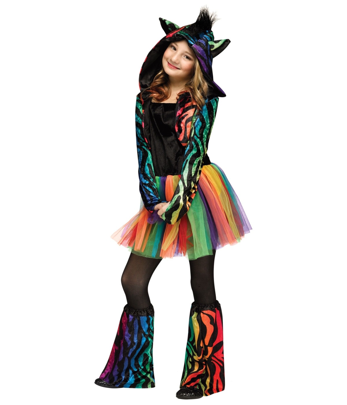 Kids Wild Neon Zebra Girls Costume