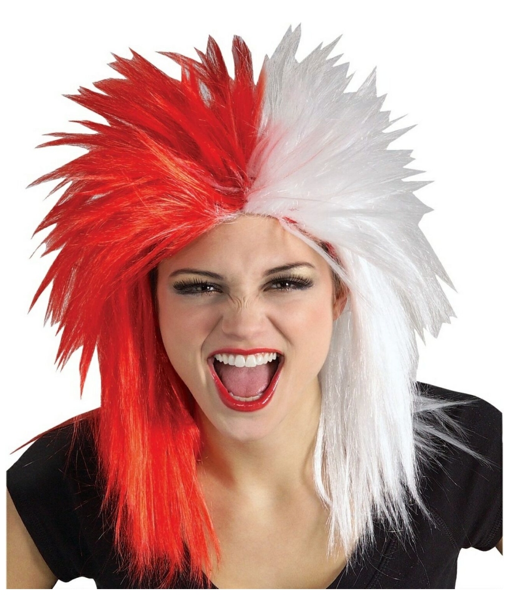 Red And White Sports Fanatic Wig