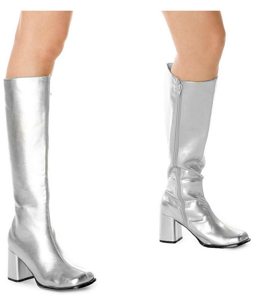 Adult Silver Go Go Boots - Women Costume Shoes