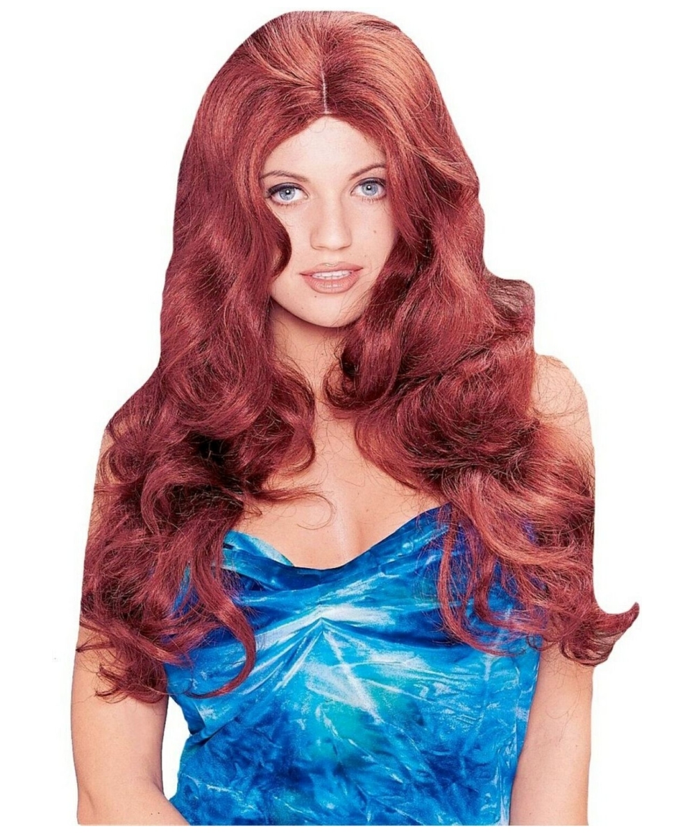 Sultry Red Adult Wig Deluxe Auburn Halloween Wig at Wonder Costumes