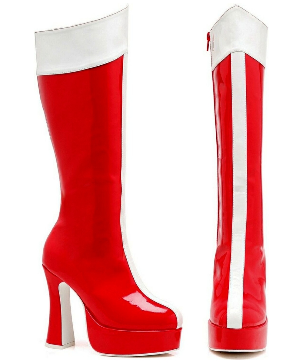 Adult Valerie Red and White Boots - Women Costume Shoes