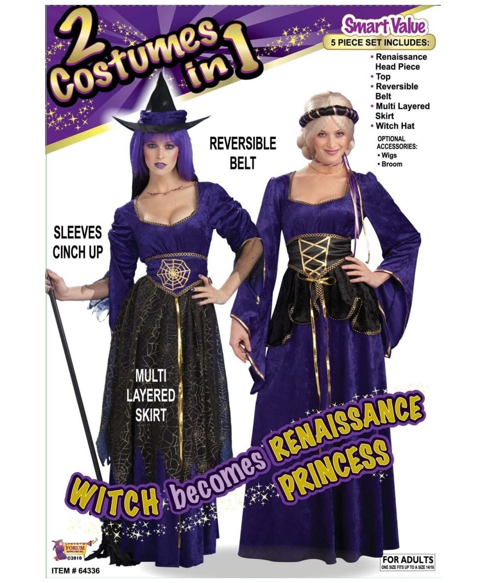 Adult Reversible Witch To Renaissance Princess Halloween Costume