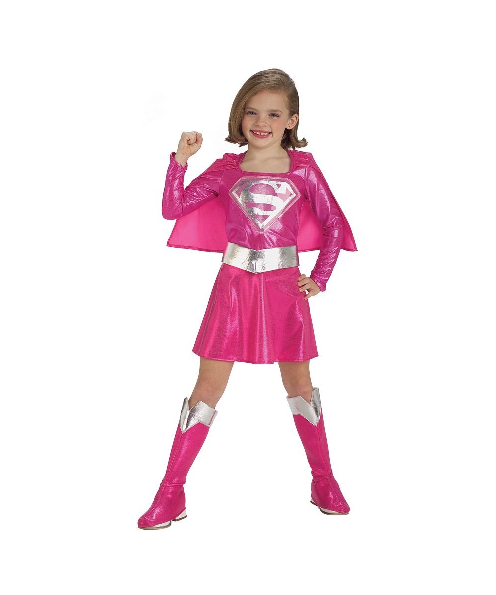  Pink Supergirl Kids Costume