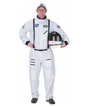 Men's White Astronaut Costume - Adult NASA Spaceman Suit For Halloween - Sizes M To XL