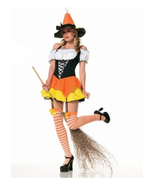 Candy Corn Sexy Witch Women Costume