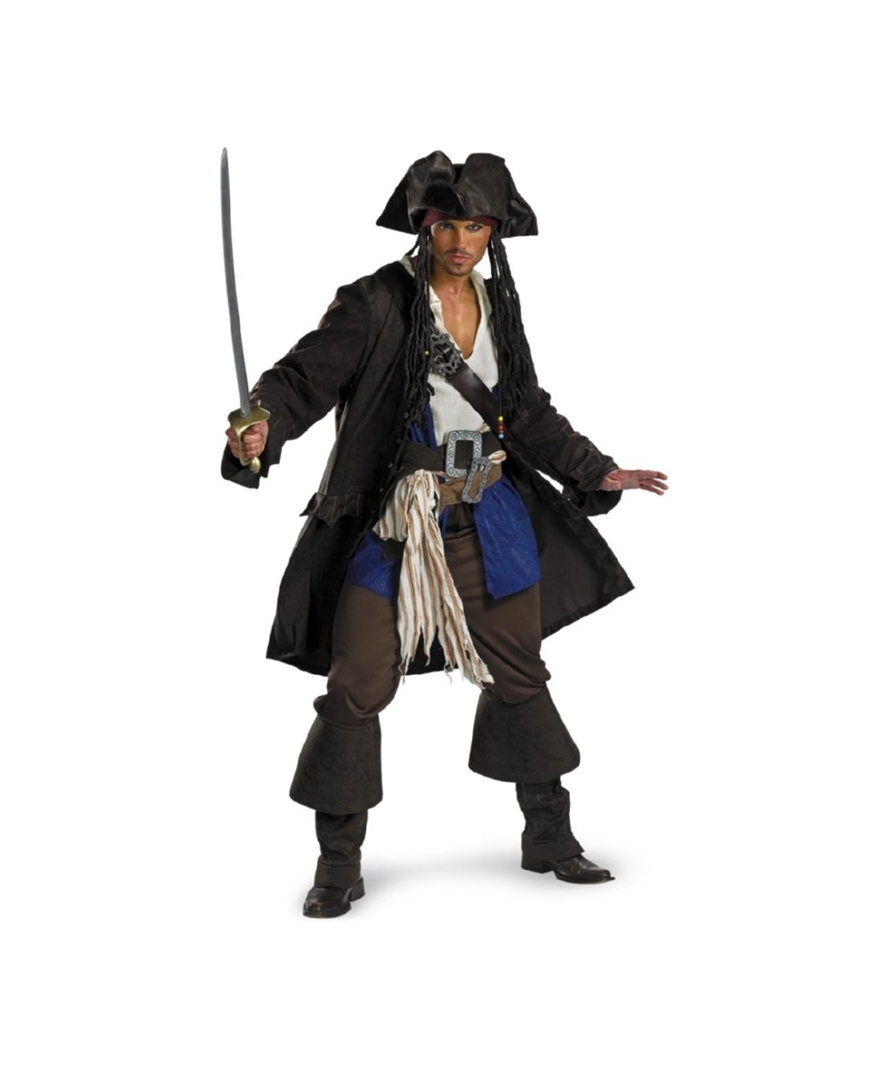 Adult Captain Jack Sparrow Pirate Halloween Costume - Men Costumes