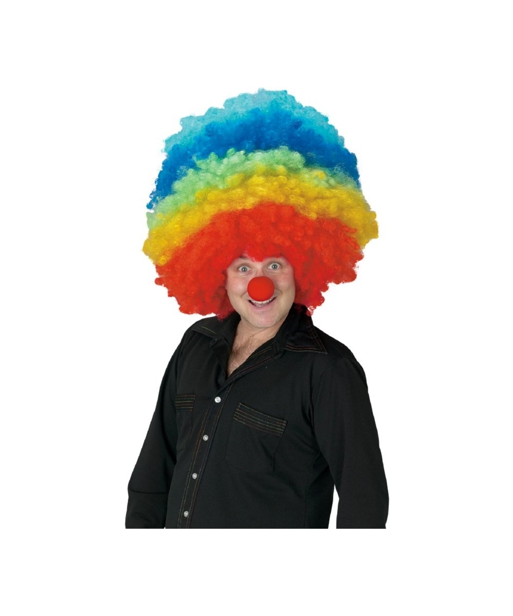Details about  / NEW Adult Mega Clown Rainbow Wig Halloween Costume