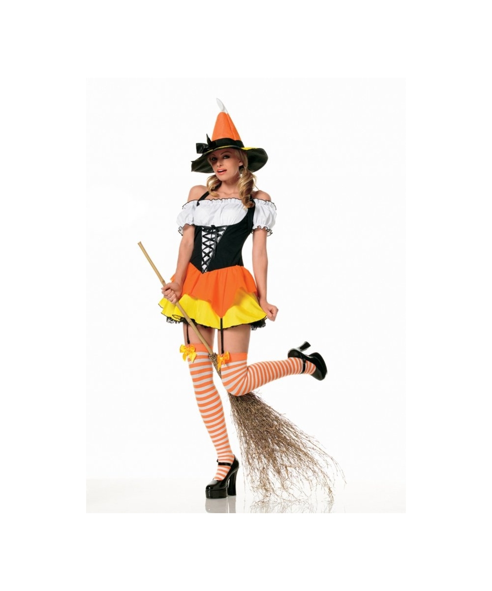 Witch Sexy Candy Corn Halloween Adult Costume - Women Costume