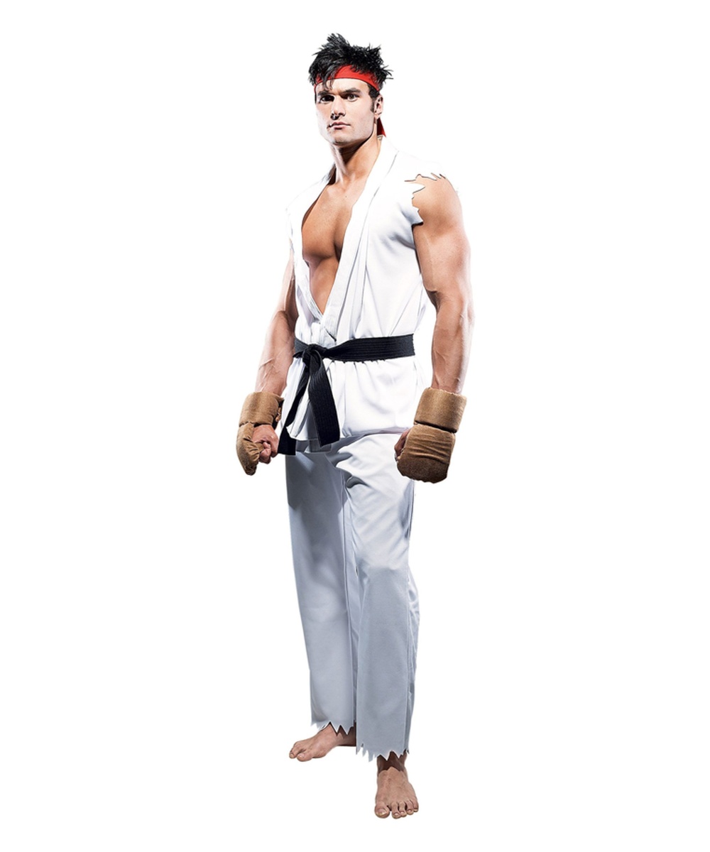 Dark Purple Men Cosplay Ken Karate Street Fighter Costume Tops Belt Pants HC-991