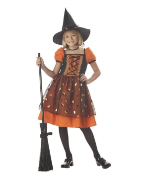 Pretty Pumpkin Witch Girls Costume