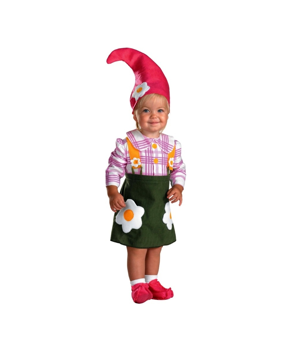 Flower Garden Gnome Costume Girls, Toddler Girl Garden Gnome Costume