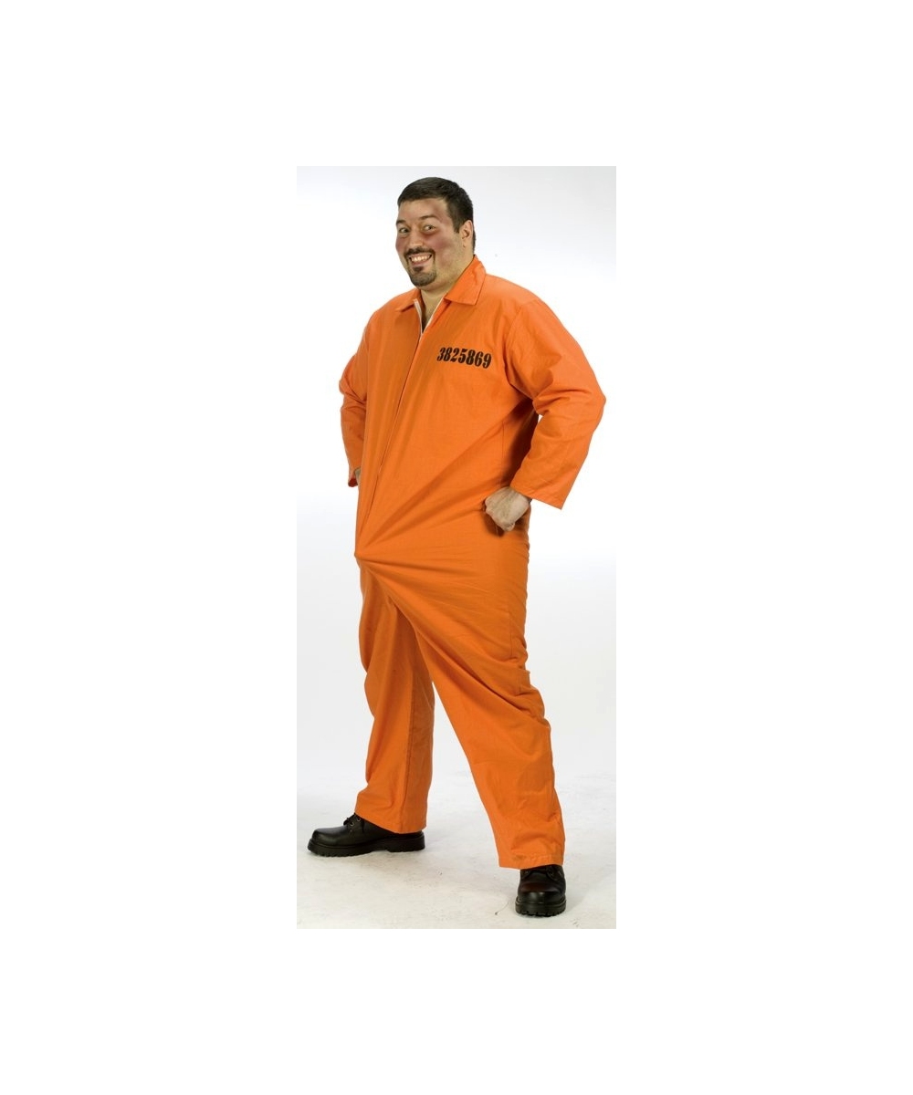 Men's Plus Size Orange Prison Jumpsuit
