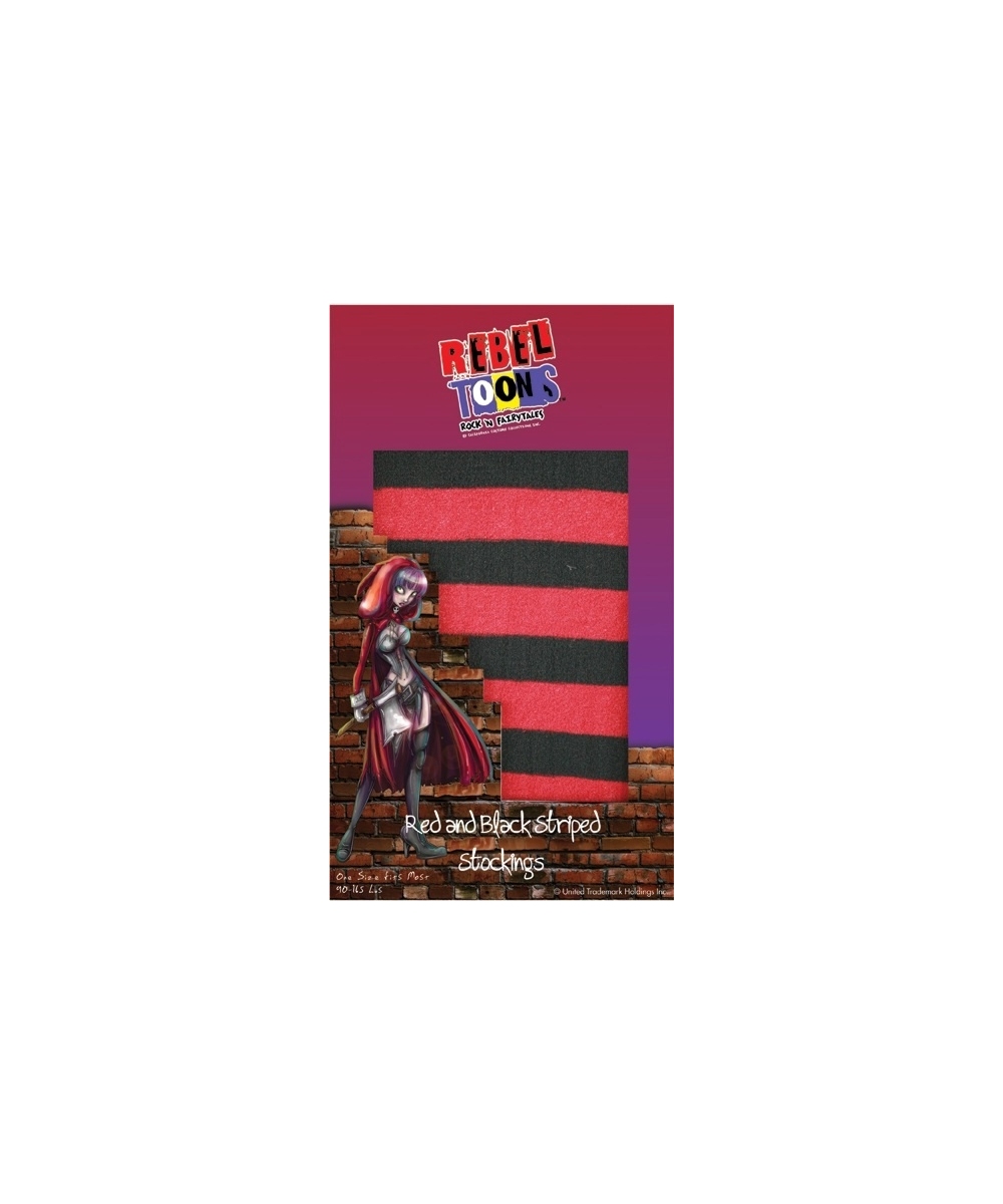  Red Black Striped Tights