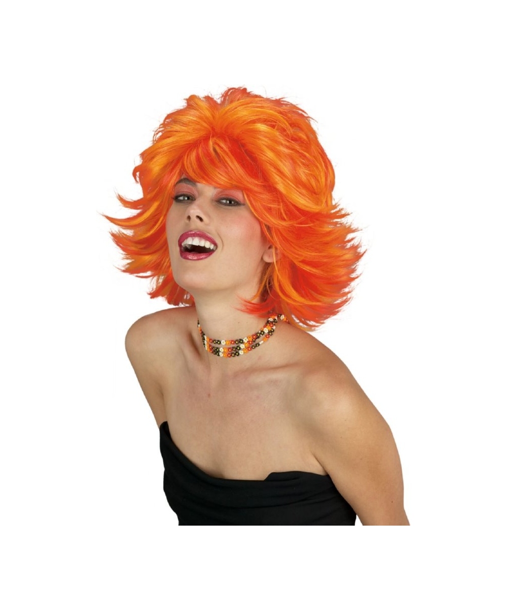  Red Orange Choppy Wig