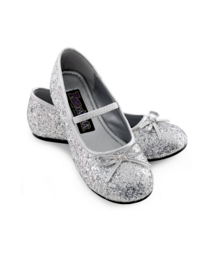 Silver Sparkle Ballerina Kids Flat Shoes