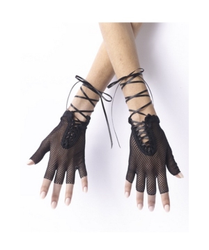 Gloves Fishnet Fingerless Black - Accessories Costumes