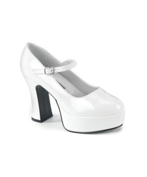 Adult Mary Jane Platform Shoes Women White Wide Width - Costume Shoes