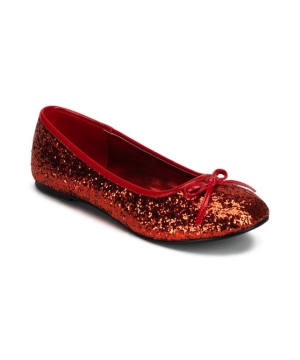Adult Red Glitter Flats Shoes - Costume Shoes
