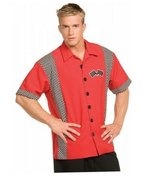 Pit Crew Shirt Red Costume - Adult Halloween Costumes