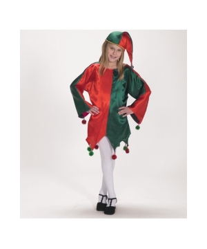 Satin Jingle Elf Costume - Kids Costume